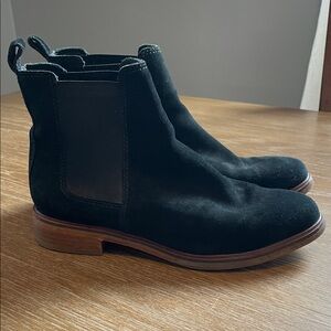 Clarks Black Suede Chelsea Ankle Boots
